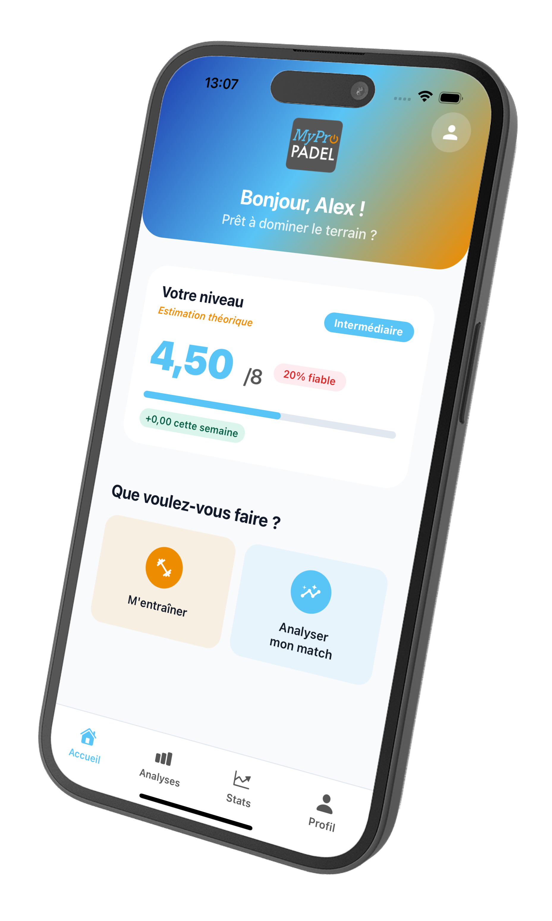 MyPro Padel - Stats, niveau et conseils automatiques